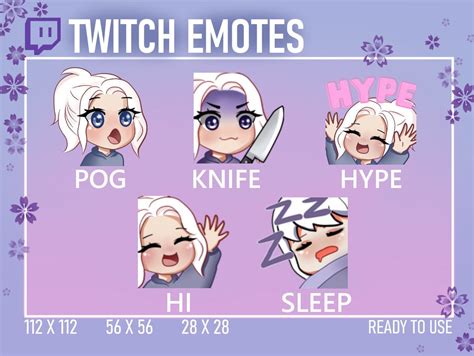 Twitch And Discord Emotes White Hair Chibi Emote Cute Etsy