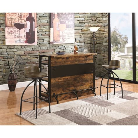 Coaster Bar Units And Bar Tables 130071 Rustic Bar Unit With Stemware