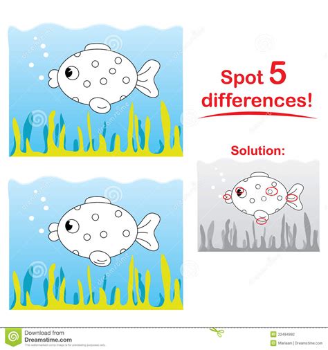 Fish Cartoon Spot 5 Differences Stock Photography Image 22484992