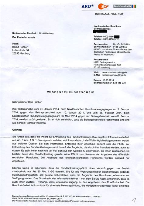 Die suche hat keinen treffer ergeben. Widerspruchsbescheide der Rundfunkanstalten im Überblick