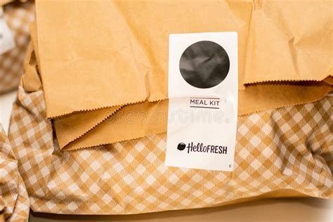 Hello Fresh Meal Kits Packed In Paper Bags Editorial Stock Image