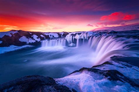 Frozen Waterfall In Iceland