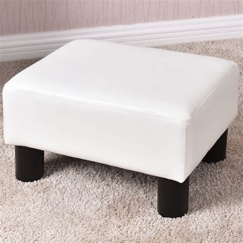 Costway Small Ottoman Footrest Pu Leather Footstool Rectangular Seat