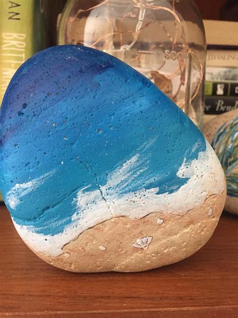Life Is A Beach Painted Rock Shoreline Beach Scene Painted On Both