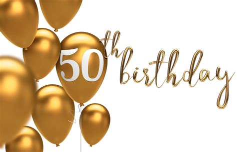 Premium Photo Gold Happy 50th Birthday Balloon Greeting Background 3d