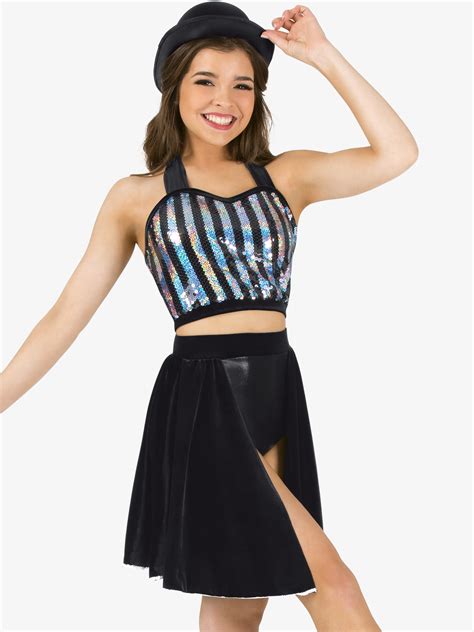 Womens Striped Top And Skirt 2 Piece Dance Costume Set Elisse By Double
