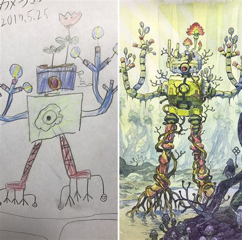 Dad Turns His Sons Doodles Into Amazing Drawings Ftw Gallery Ebaum