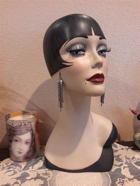Vintage Style Art Deco Flapper 15 Mannequin Head Hat Stand By