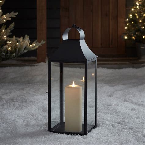 45cm Albury Black Garden Lantern With Truglow Candle Uk