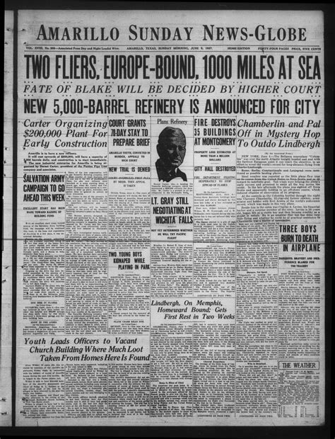 Amarillo Sunday News Globe Amarillo Tex Vol 18 No 206 Ed 1 Sunday June 5 1927 The