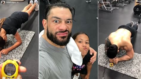 Roman Reigns And His Daughter Jojo Workout Together Youtube