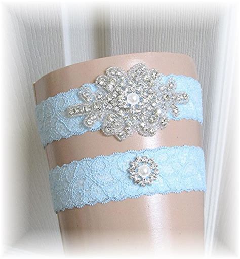 Blue Bridal Garter Set Something Blue Wedding Garter Set Bride