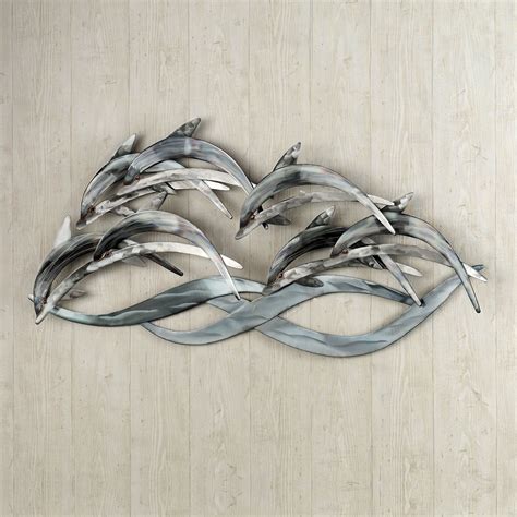 Dolphin Wave Dancers Stainless Steel Wall Sculpture Wall Sculptures