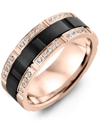 Enjoy fast delivery, best quality and cheap price. Men's Grooved Black Ceramic Gold Diamond Wedding Band ...