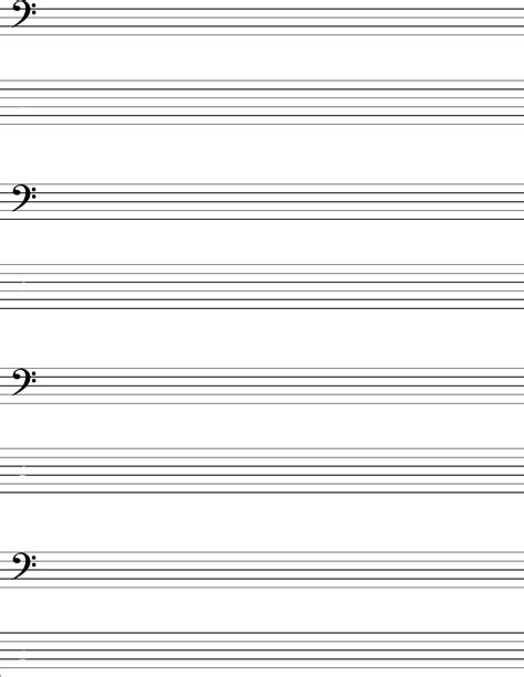 Staff And Tablature Bass Clef 6 Lines Music Paper Free Download