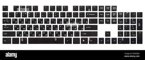 All Black Keyboard Keys Full Keyboard Layout Isolated On White Stock