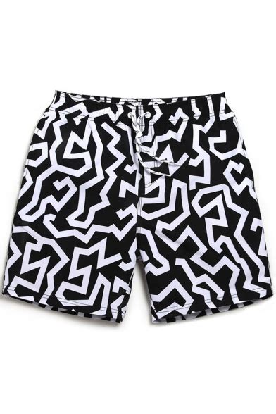 Top Designer Black And White Drawcord Striped Swim Shorts Trunks For