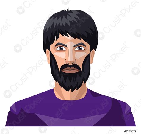Man With A Beard And Long Black Hair Illustration Vector Stock Vector