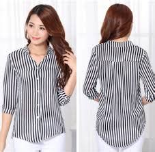 Baju stripes vertikal dan diagonal. 45+ Model Baju Kemeja Wanita Motif Garis Modern Terbaru ...