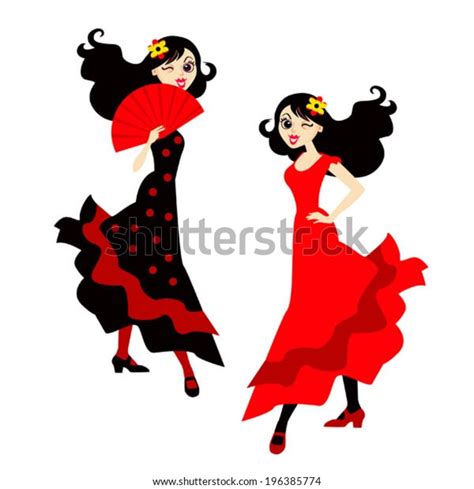 Two Spanish Girls Stock Vector Royalty Free 196385774 Shutterstock