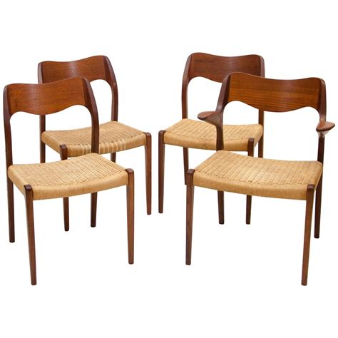 Set Of Four Danish Teak Dining Chairs Moller 71 And 55 For Sale At