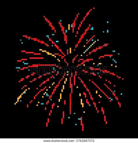 Pixel Firework Festive Firework Bursting Pixel Stock Vector Royalty