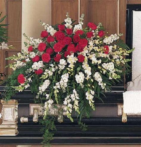 We suggested that to attain having very fall casket spray aromatic preparations and bouquets that the bride use stock and gardena flowers. Cherished Moments Casket spray of red and white flowers ...