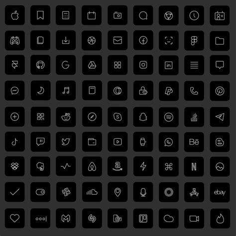 250 Basic Set Ios 14 App Icons Black White Grey Dark Light - Etsy
