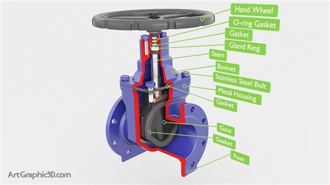 Gate Valve Inside Diagram 3d Model