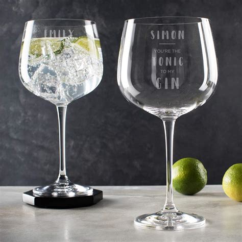 Pair Of Personalised Gin Glasseschristmas Ts For Couplesgin To My Tonic Tonic To My Gin