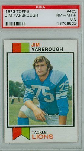 1973 Topps Football 423 Jim Yarbrough Lions Psa 85 Near Mint To Mint