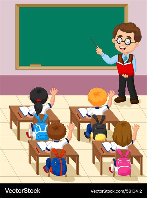 Cartoon Little Kid A Study In The Classroom Vector Image