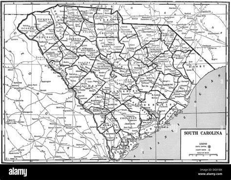 Alte Karte Von South Carolina 1930er Jahre Stockfotografie Alamy