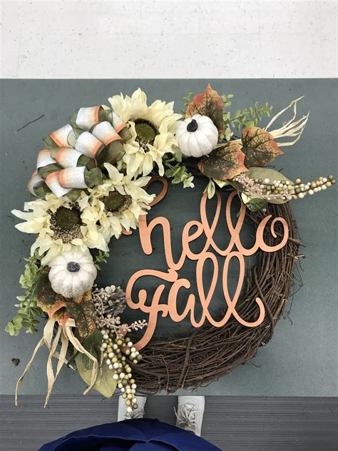 Fall Wreath Using Hobby Lobby Supplies Ivory Sunflowers White