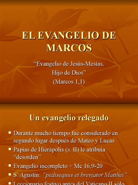 El Evangelio De Marcos Generalidades Pdf Evangelios San Pedro