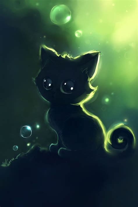 Black Kitty Cute Anime Cat Cat Art Anime Animals