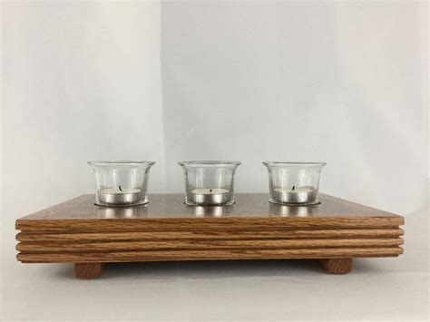 Wood Votive Candle Holder Handmade Home Wood Deco Table Centerpiece