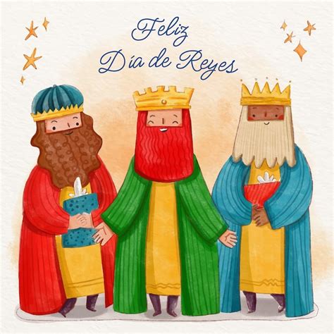 Premium Vector Watercolor Feliz Dia De Reyes Greeting Card Template