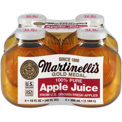 Martinellis Gold Medal Pure Apple Juice 4 Bottles 10 Fl Oz Kroger