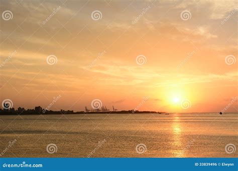 Famous Sunset In Tamsui Stock Photo Image Of Golden 33839496