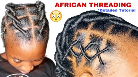 🔥how To Yarn African Threading Natural Hairstyle Brazilian Wool Youtube