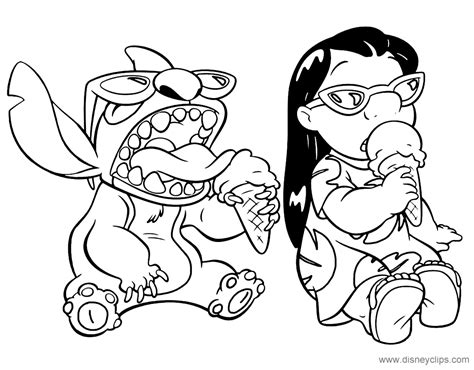 Stitch And Lilo Drinking Tea Coloring Pages Lilo Stitch Pdmrea