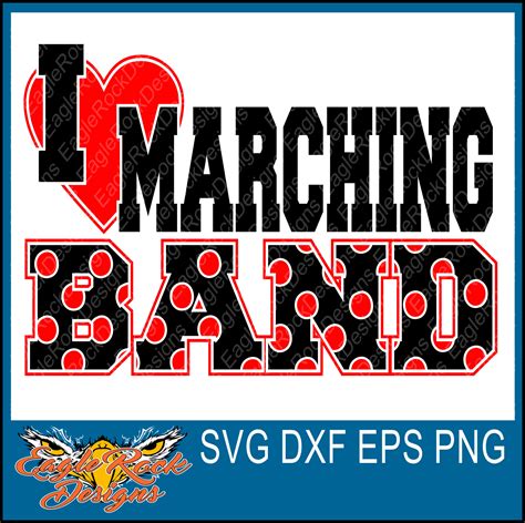 I Love Marching Band SVG DXF EPS Png Cut File Band
