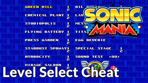 Sonic Mania Cheats How To Reach Level Select And Sound Test Youtube