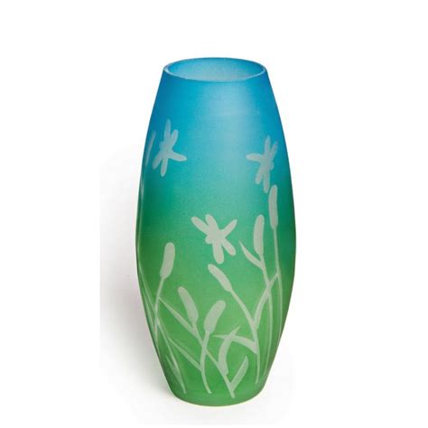Oval Cattails And Dragonflies Glass Vase Shopping The Best Deals On Vases