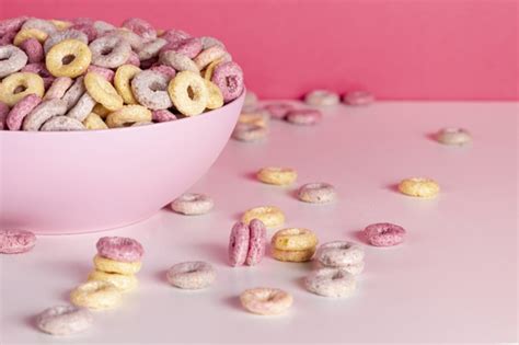 Free Front View Delicious And Nutritious Fruit Cereal Loops Free Photo