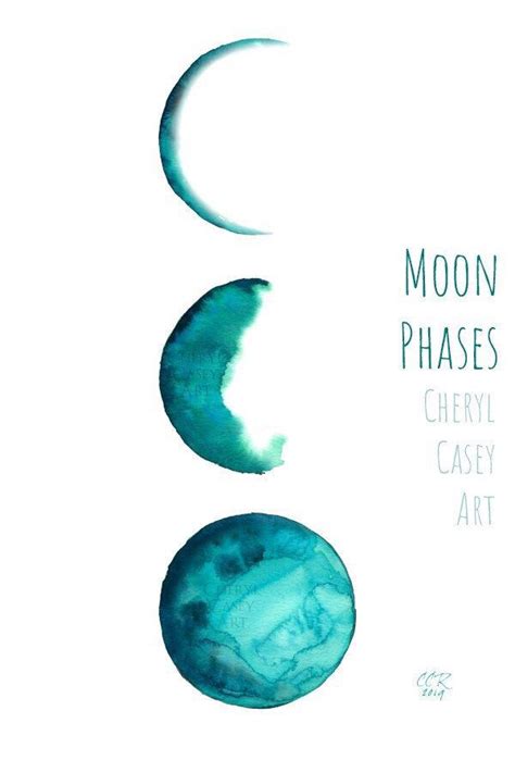Moon Phase Art Print From Watercolor Painting By Cheryl Casey Etsy