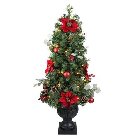 Home Accents Holiday 4 Ft Led Pre Lit Berry Bliss Potted Christmas