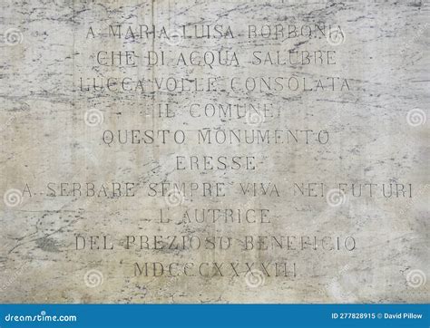 Inscription On The Pedestal Statue Of Marie Louise Of Bourbon In