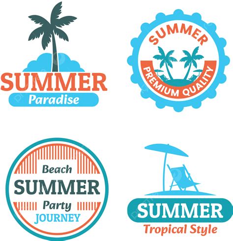 Summer Paradise Party Sticker Set Vector Summer Paradise Summer Time